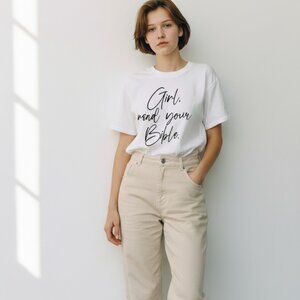 NEW Girl, Read Your Bible Graphic Tee | Faith Christian Shirt | White